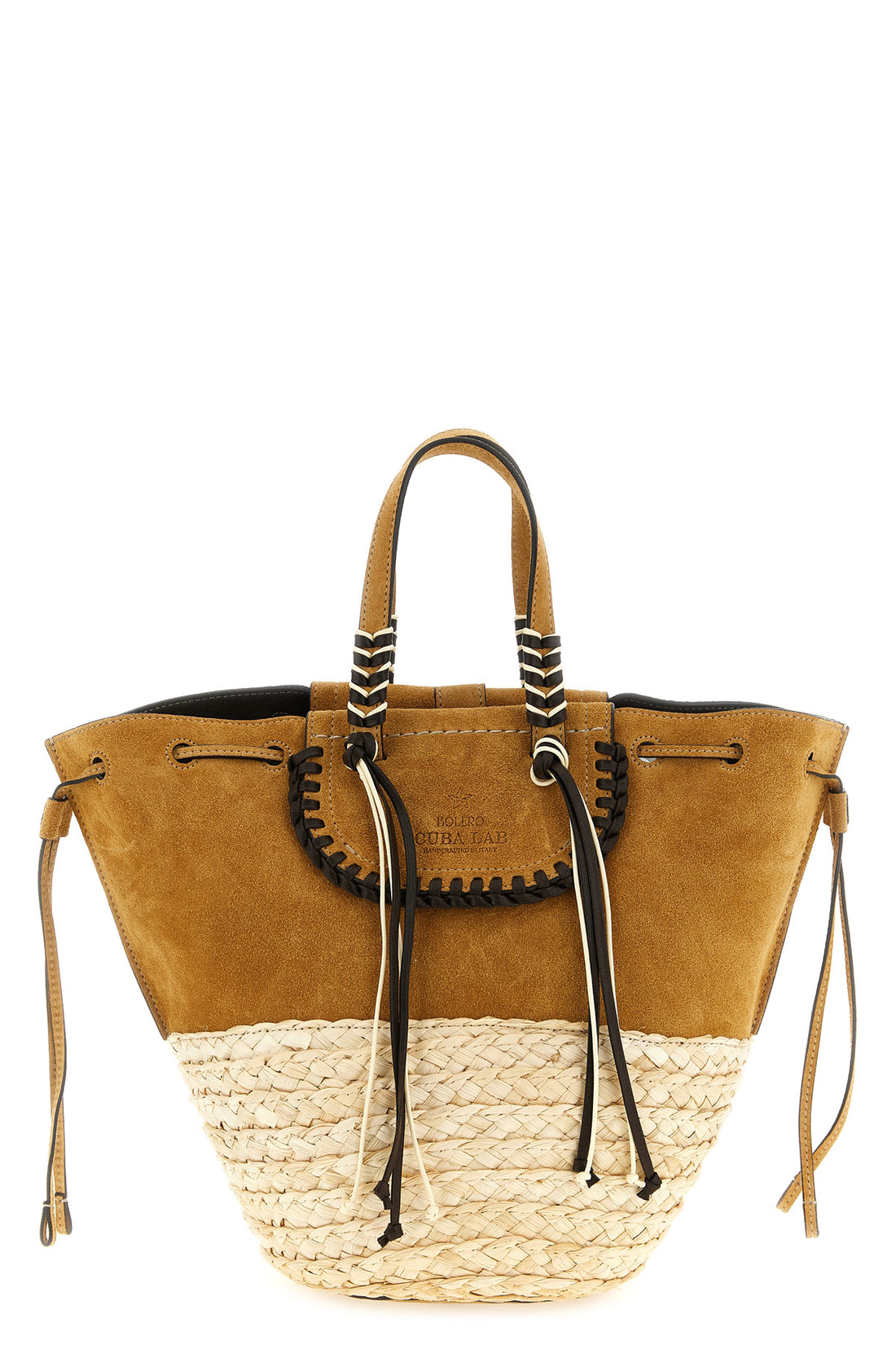 CUBA LAB OS cuba lab x san pa bolero shopping bag in woven raffia and suede