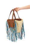 cuba lab x sanpa tropicana shopping bag in straw and leather
