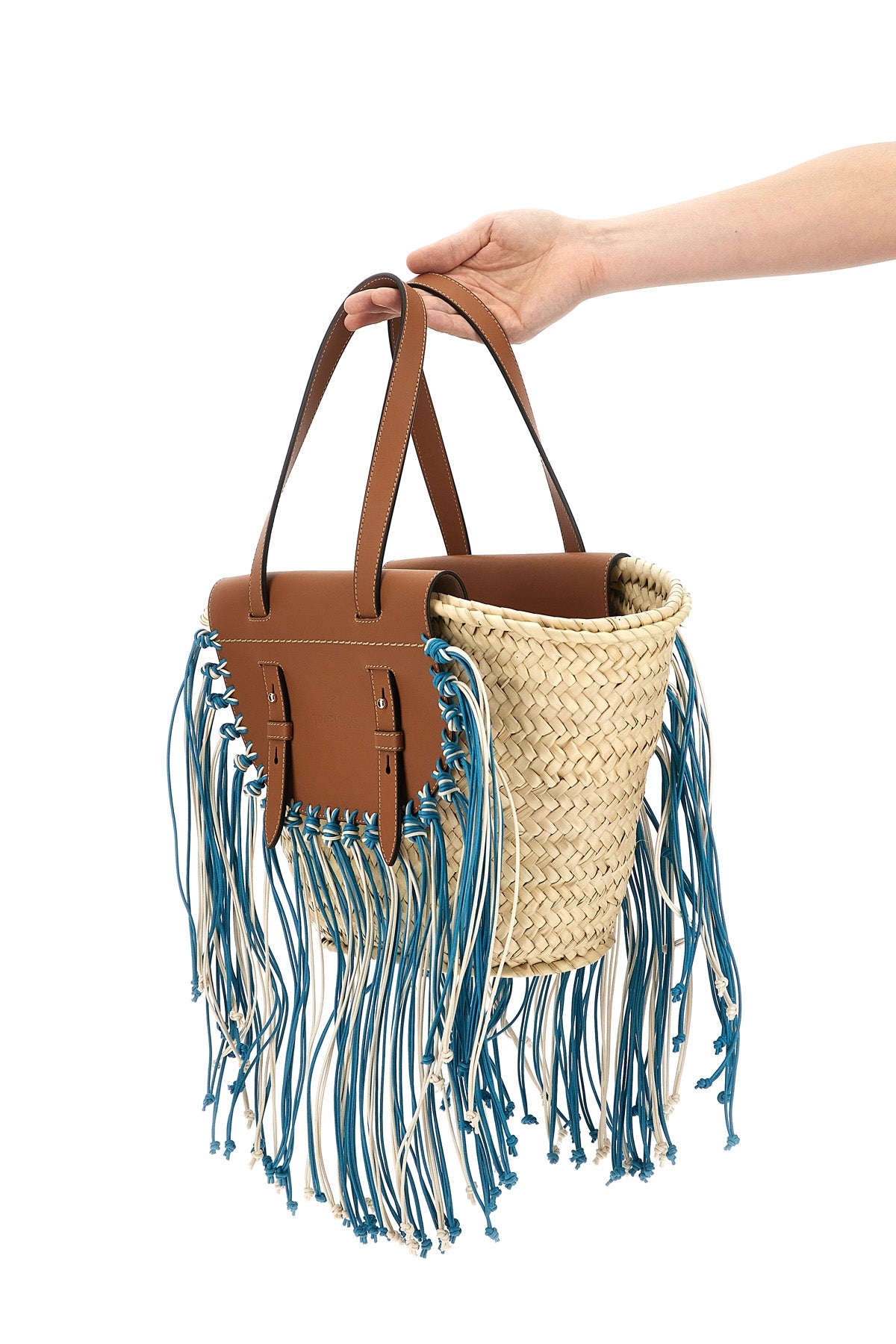 cuba lab x sanpa tropicana shopping bag in straw and leather