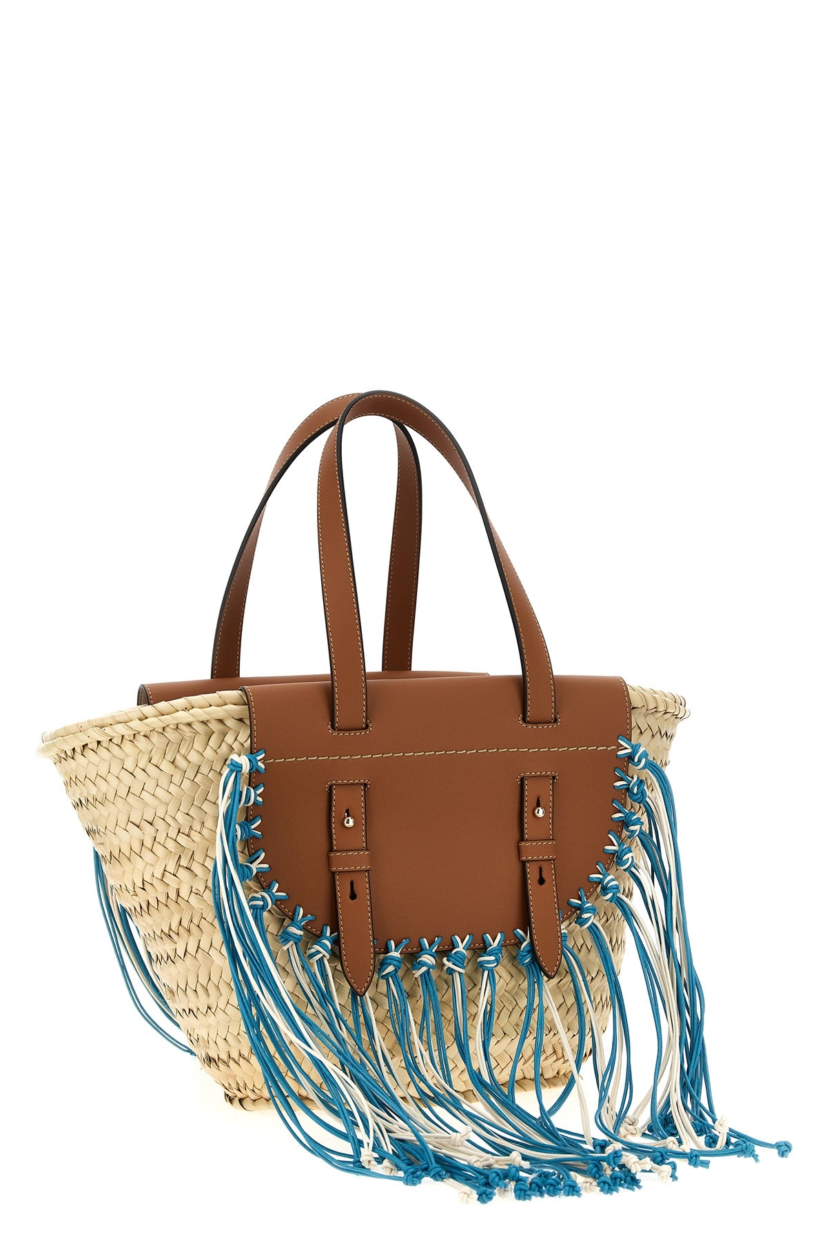 cuba lab x sanpa tropicana shopping bag in straw and leather