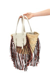 cuba lab x sanpa tropicana shopping bag in straw and leather