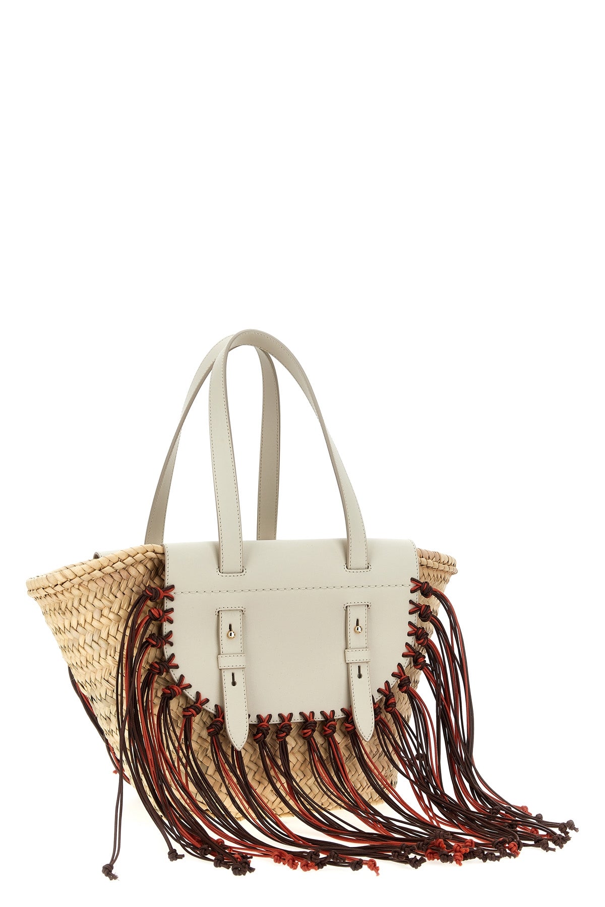 cuba lab x sanpa tropicana shopping bag in straw and leather