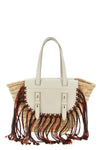 cuba lab x sanpa tropicana shopping bag in straw and leather