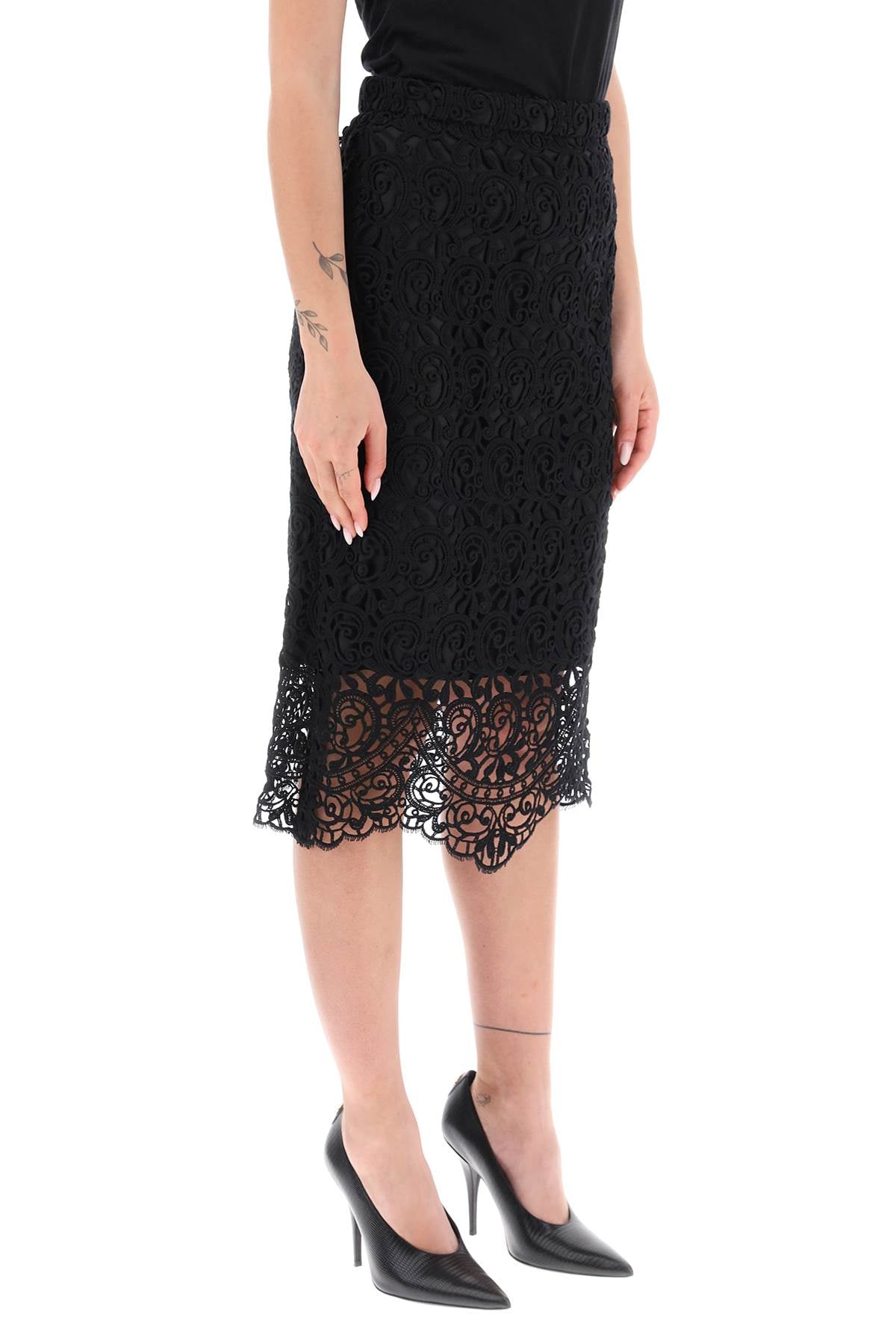 macrame lace pencil skirt