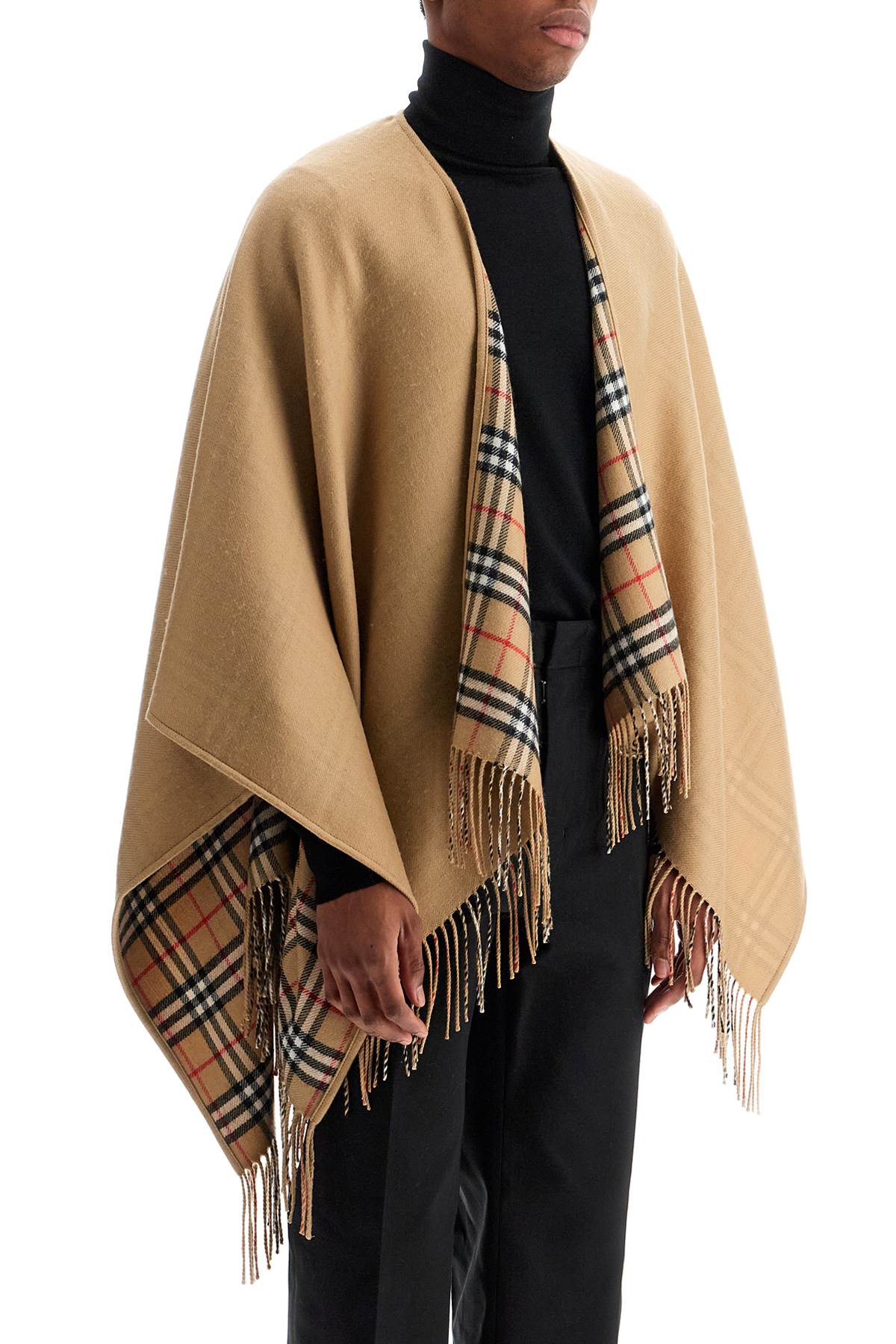 beige virgin wool classic check scarf