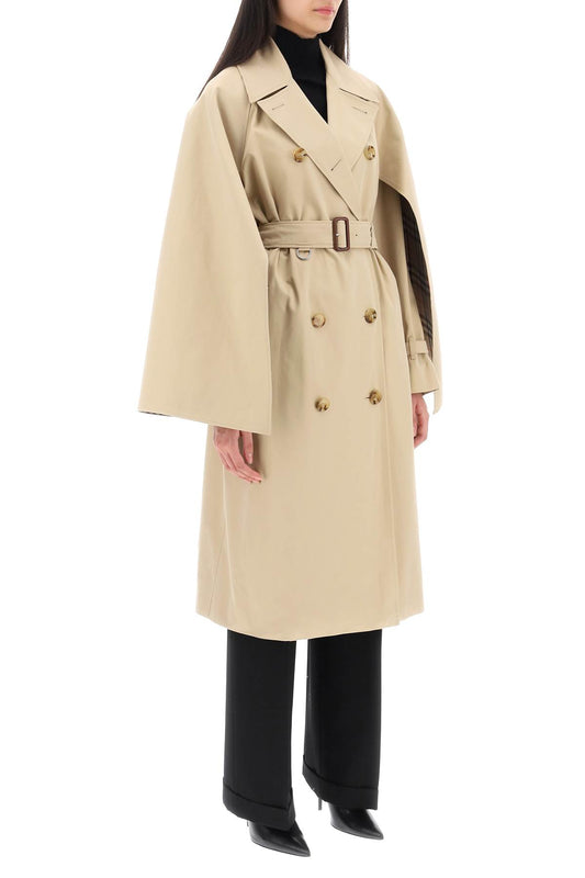 'ness' double-breasted raincoat in cotton gabardine