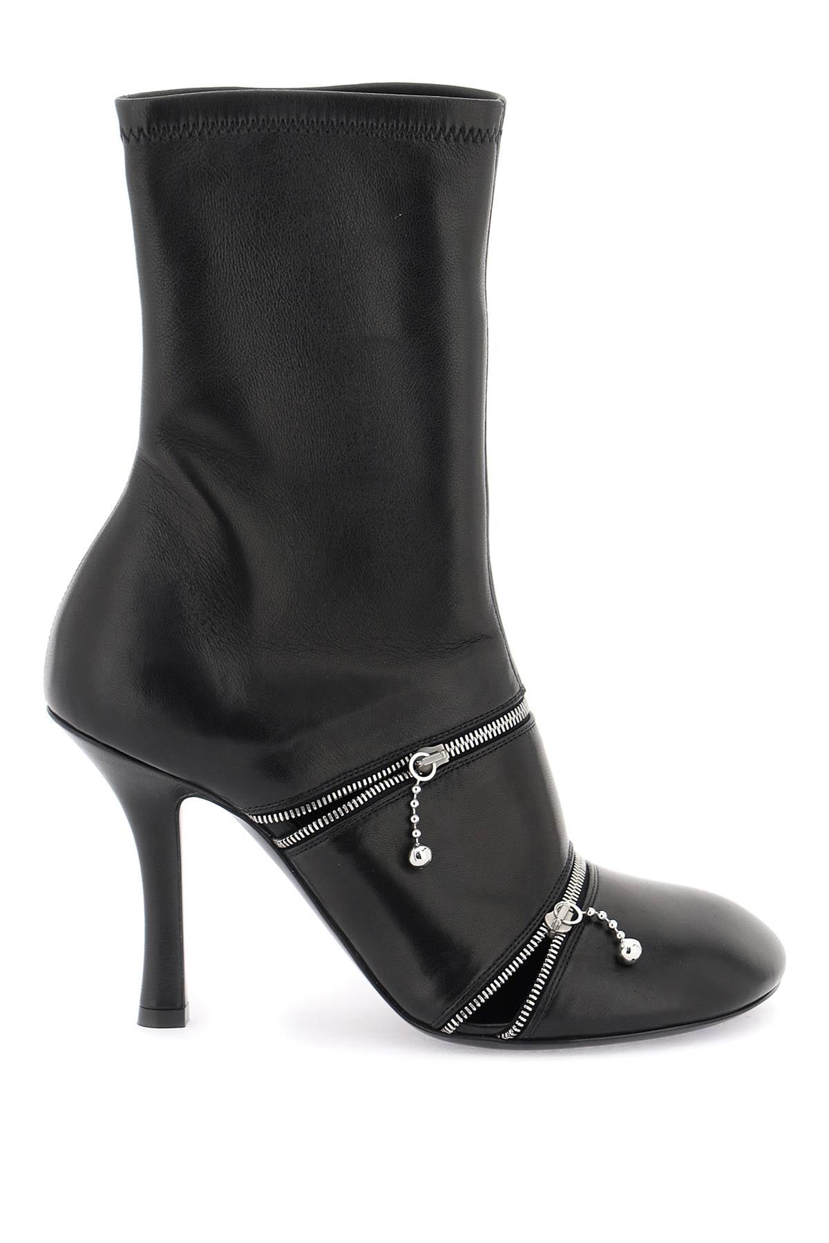 leather peep ankle boots