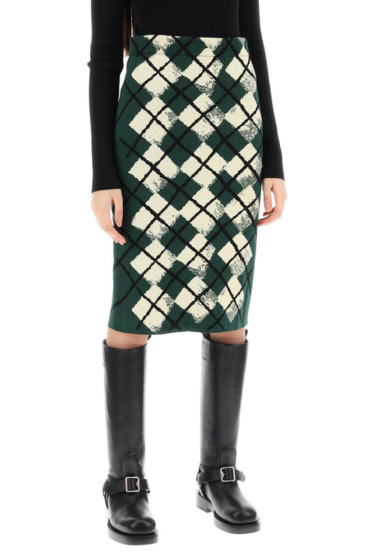 "knitted diamond pattern midi skirt