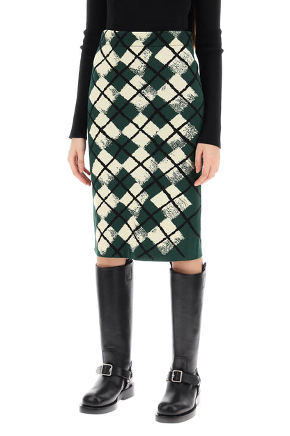 &quot;knitted diamond pattern midi skirt