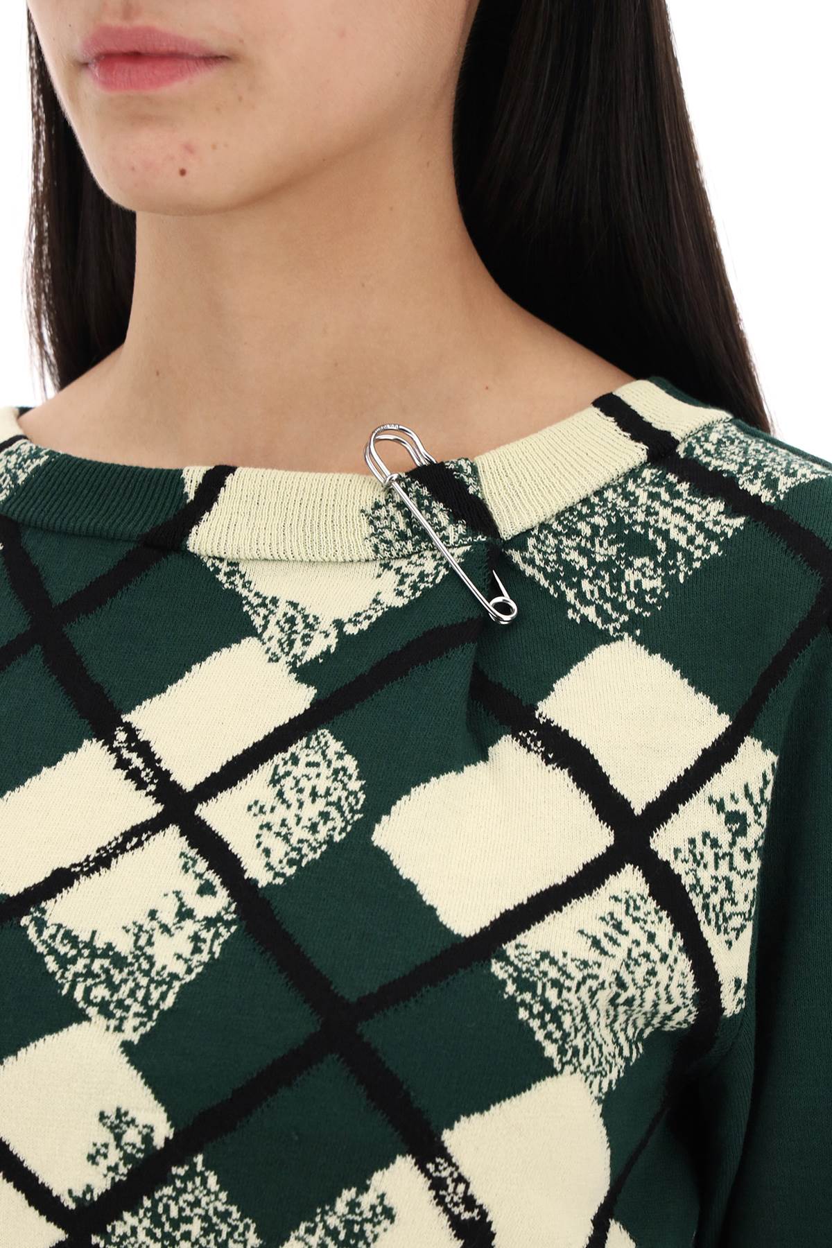 &quot;cropped diamond pattern pullover