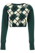 "cropped diamond pattern pullover