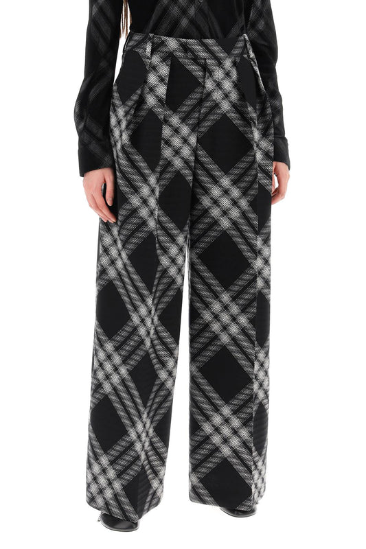 double pleated checkered palazzo pants