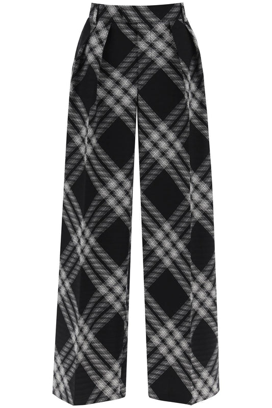 double pleated checkered palazzo pants