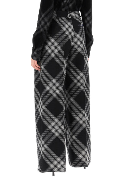 double pleated checkered palazzo pants