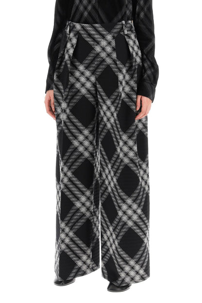 double pleated checkered palazzo pants