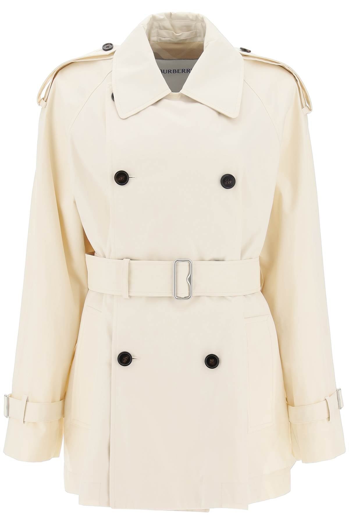 short cotton gabardine trench coat