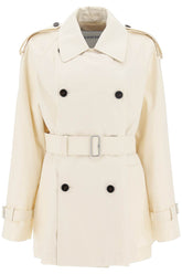 short cotton gabardine trench coat