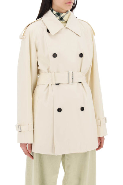 short cotton gabardine trench coat