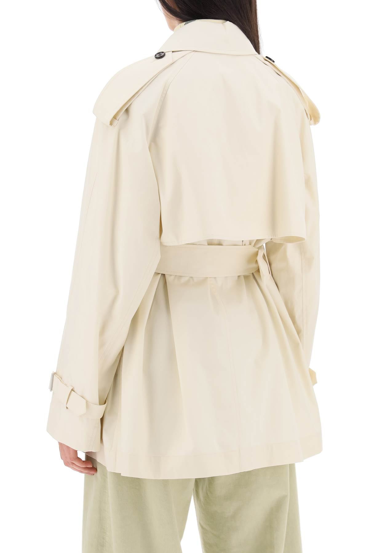 short cotton gabardine trench coat