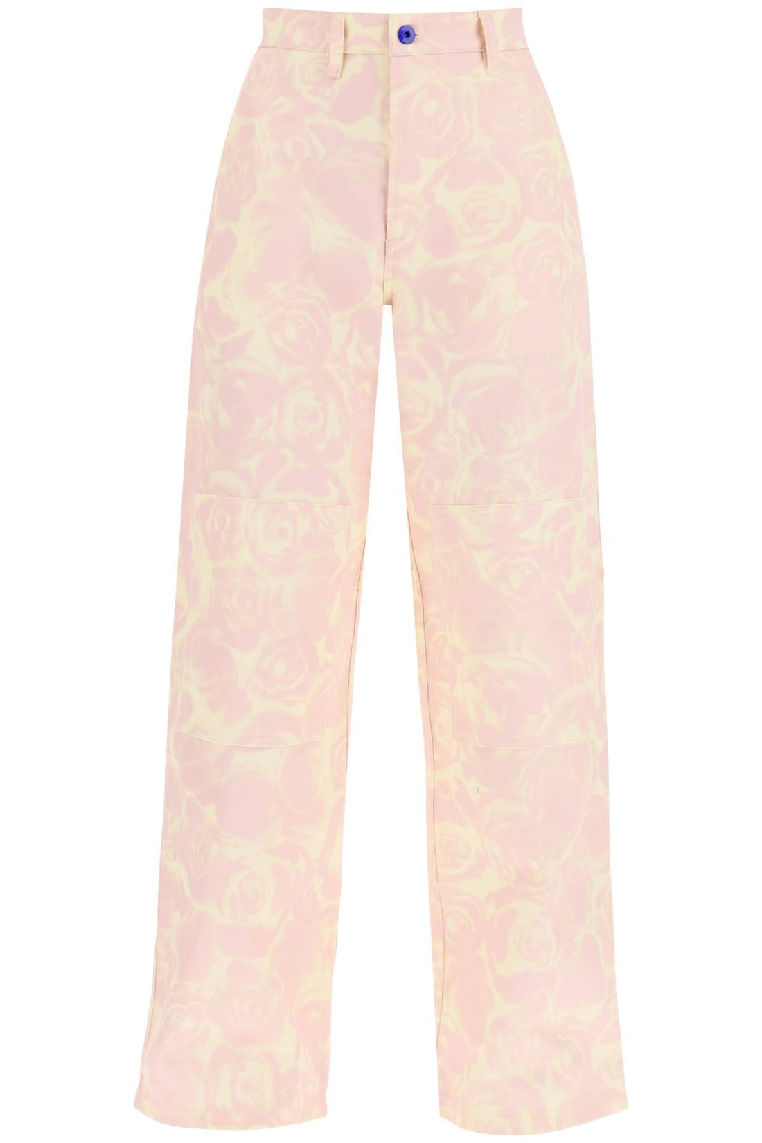 &quot;rose print canvas workwear pants&quot;