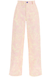 "rose print canvas workwear pants"