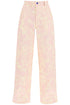 "rose print canvas workwear pants"