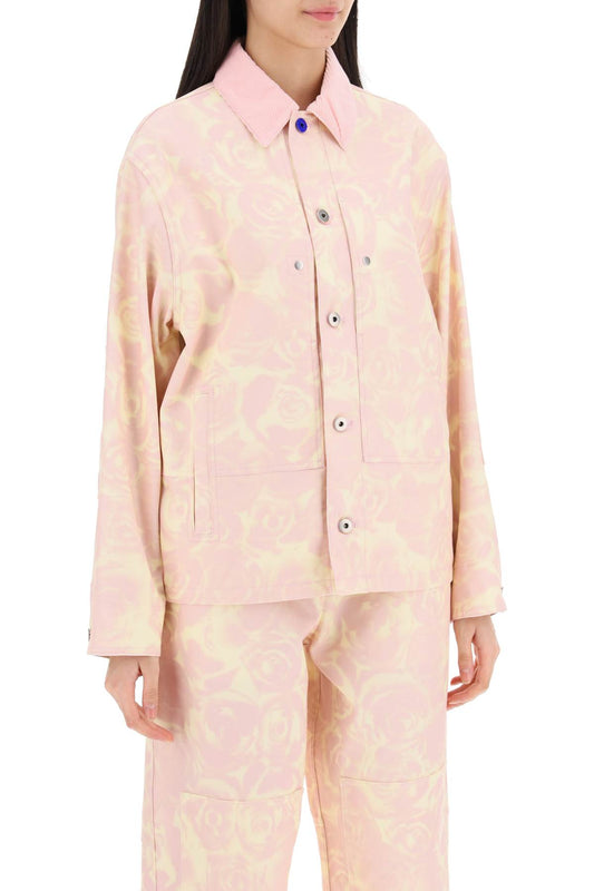 "canvas workwear jacket with rose print