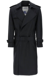 double-breasted silk twill trench coat