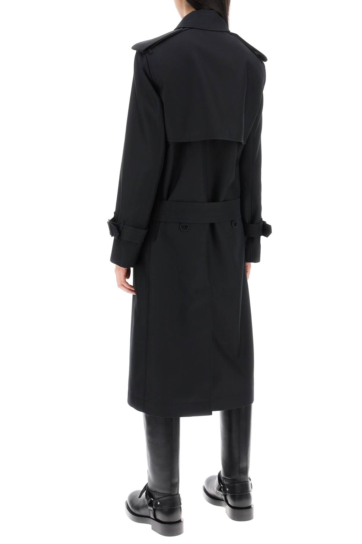 double-breasted silk twill trench coat