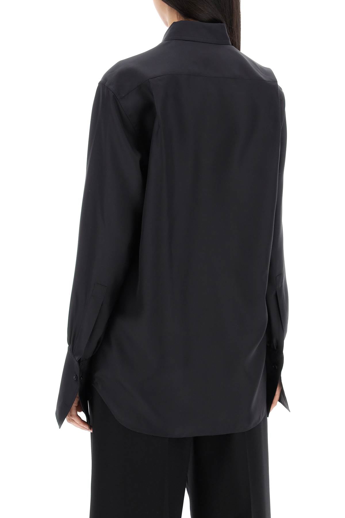 long-sleeved silk shirt