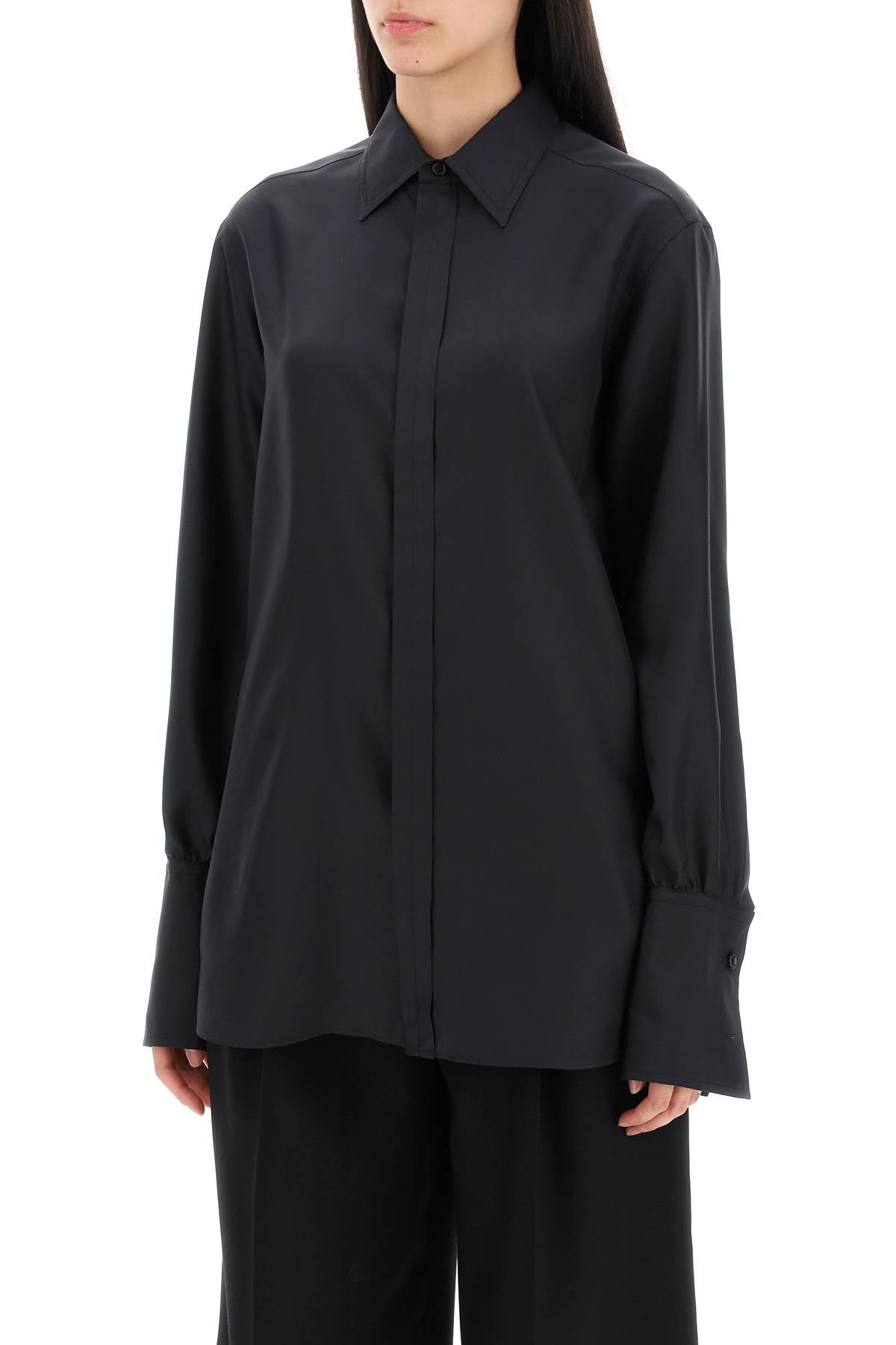 long-sleeved silk shirt