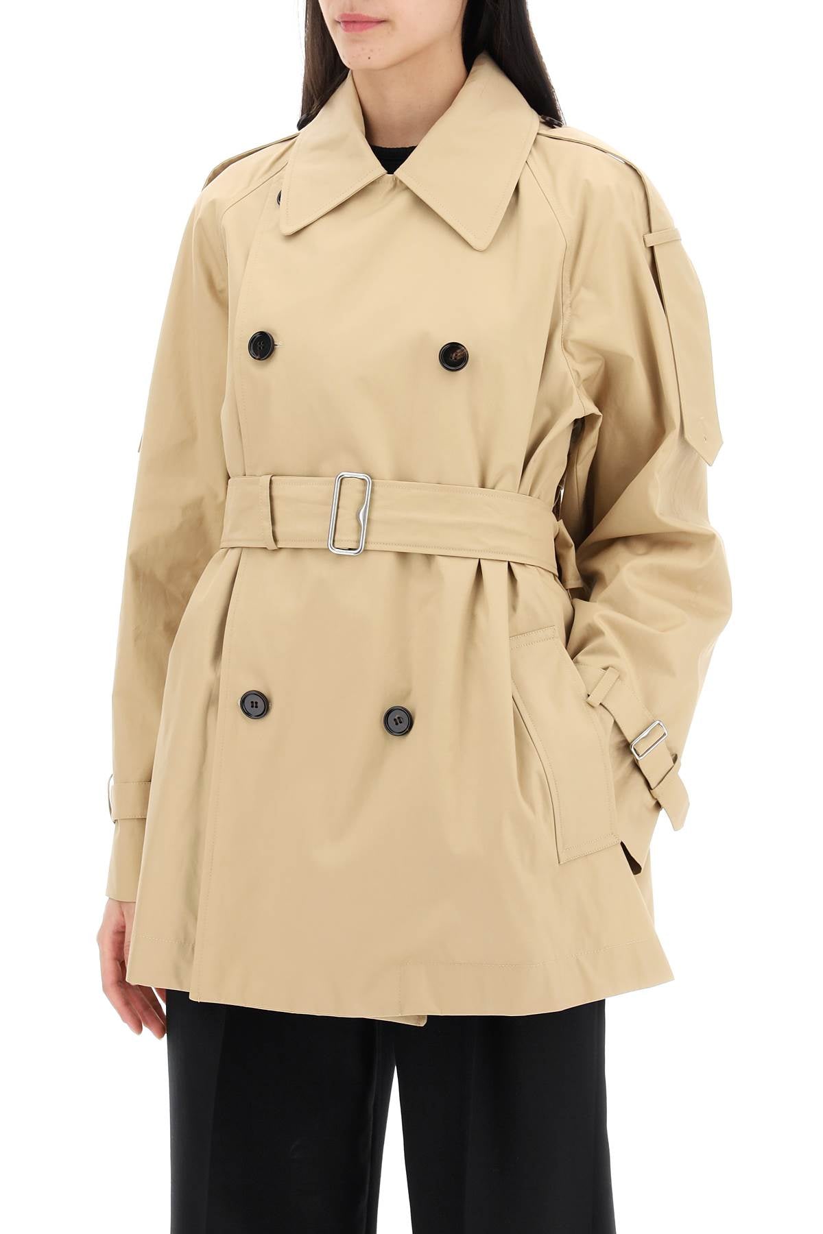 double-breasted midi trench coat