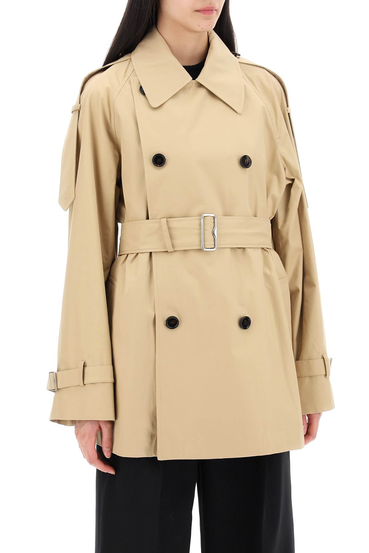 double-breasted midi trench coat