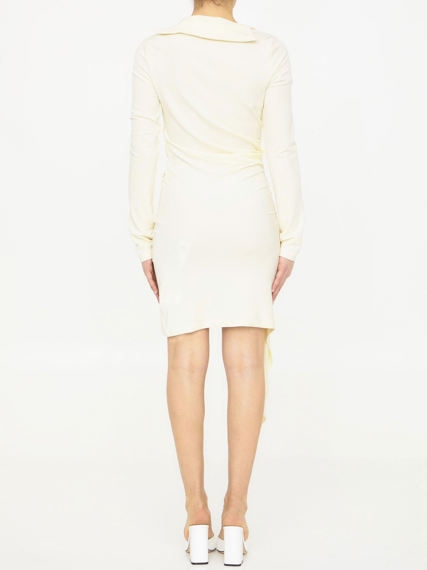 OFF WHITE 42 viscose crêpe draped dress