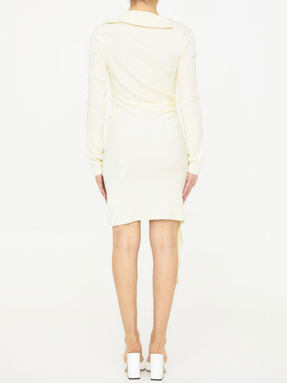 OFF WHITE 42 viscose crêpe draped dress