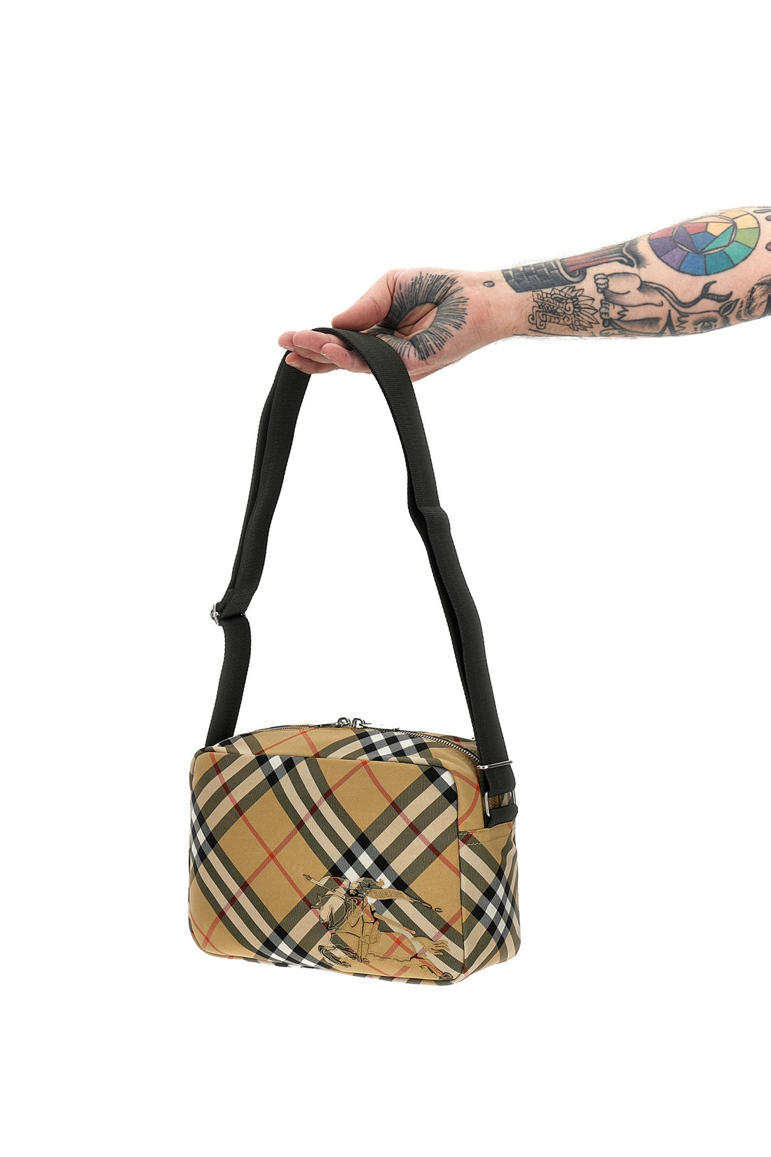 BURBERRY OS check print fabric shoulder strap