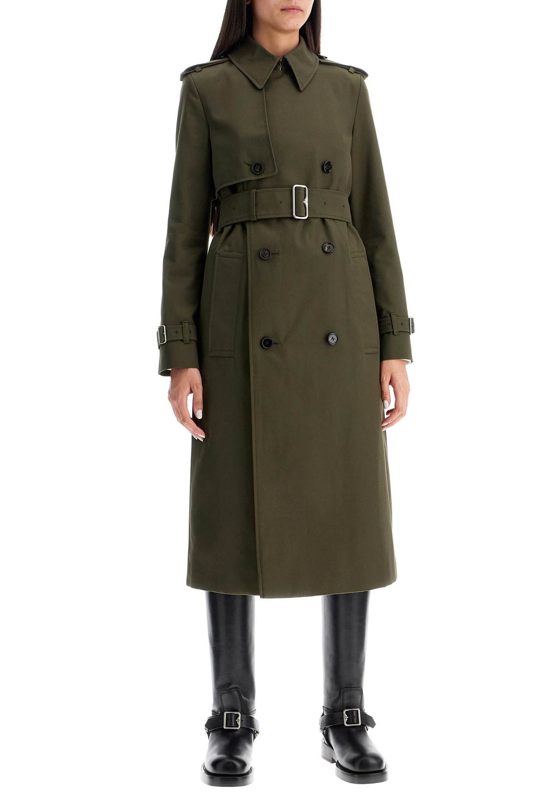 double-breasted trench coat with