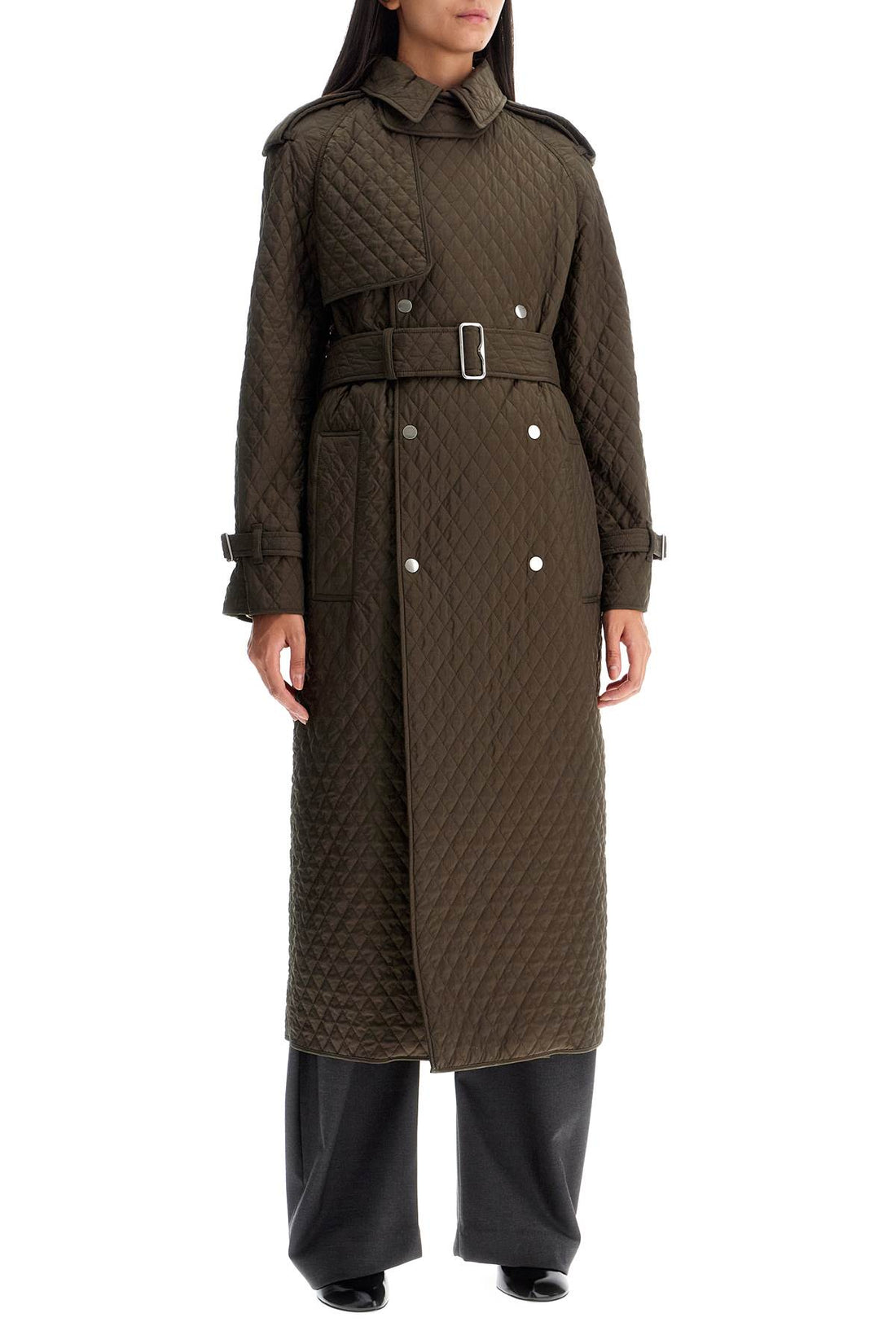 long quilted trench coat