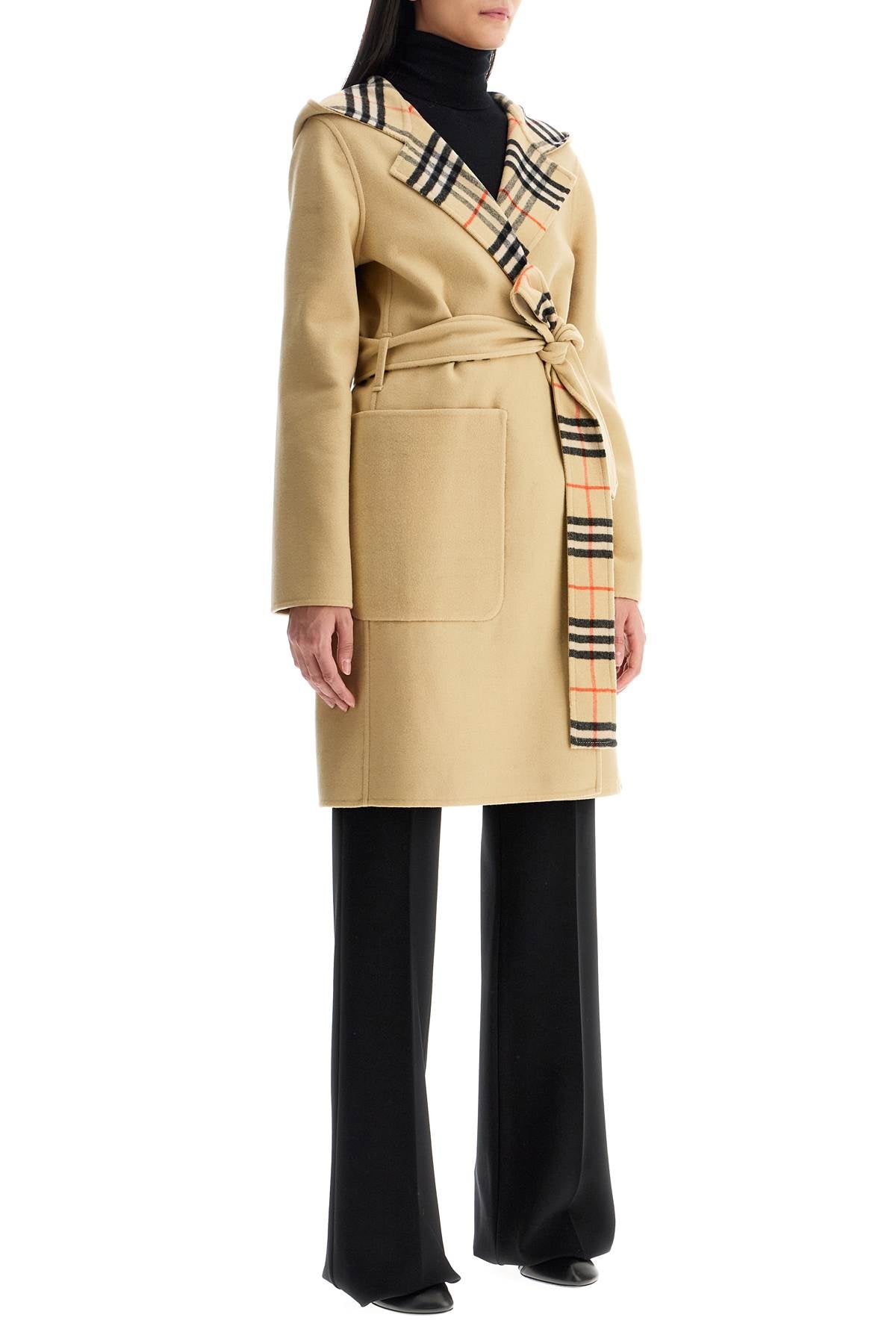 reversible wool coat with lap