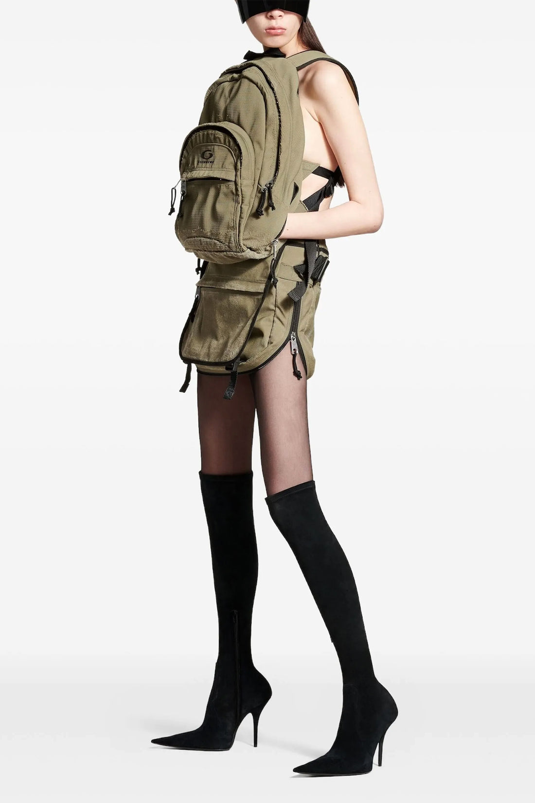 BALENCIAGA M bag mini skirt in nylon canvas style trompe loeil backpack