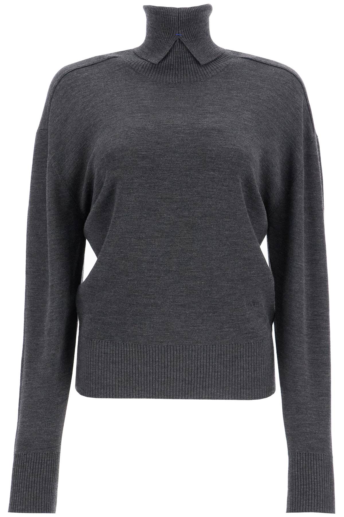 high-neck wool pullover sweater