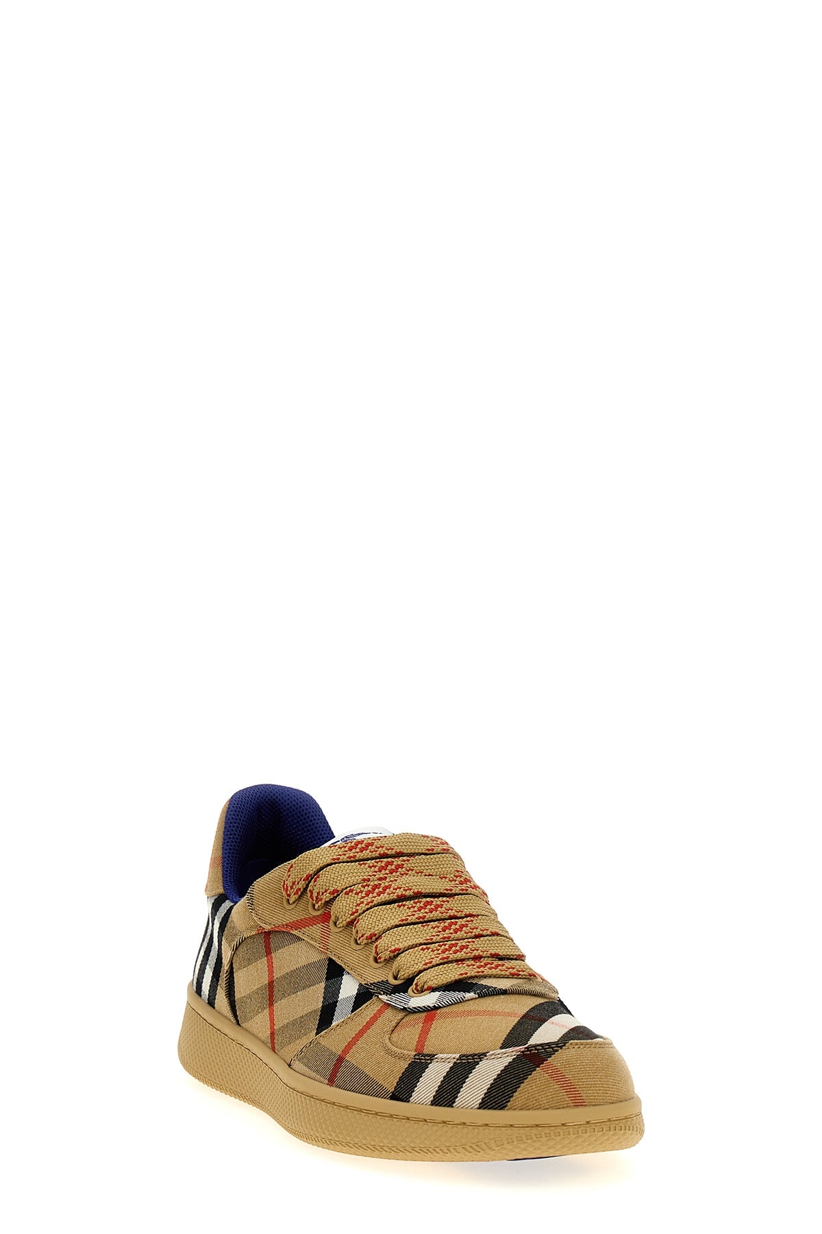 terrace check sneakers in cotton blend twill