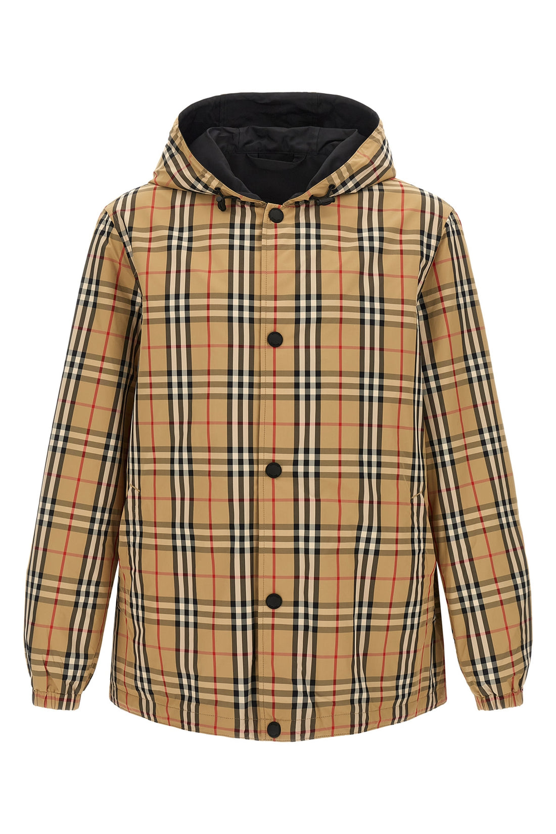 BURBERRY L solid color reversible rainford nylon jacket