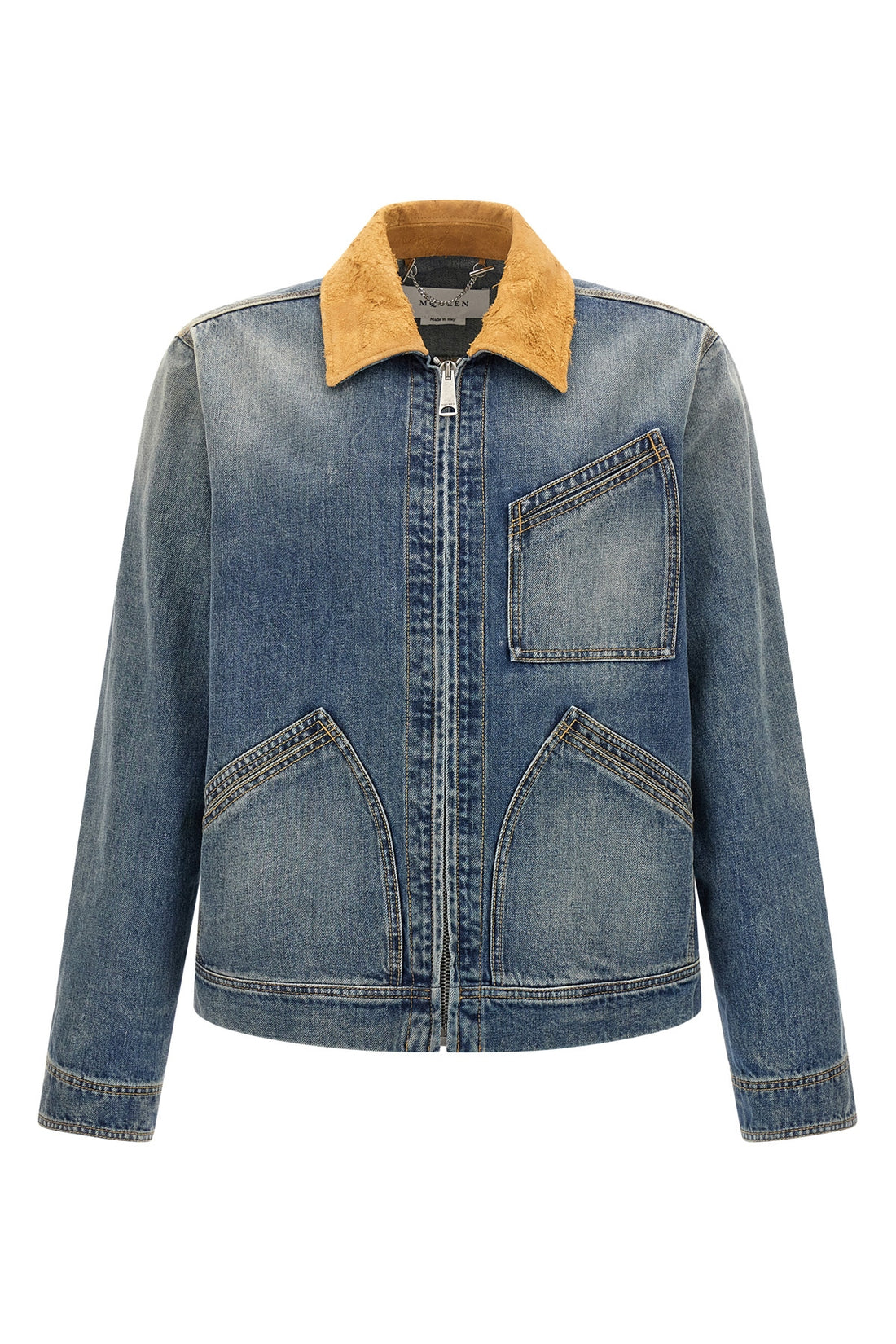 ALEXANDER MCQUEEN 48 stonewashed cotton denim jacket