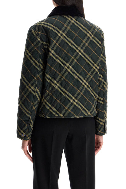 country check quilted cropped jacket