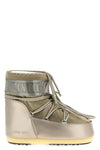 icon low glance water-repellent satin and pvc ankle boots