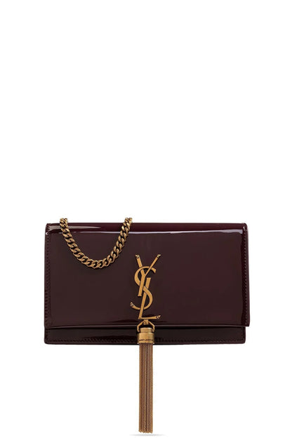 SAINT LAURENT Kate Monogram Patent Leather Wallet on Chain with Tassel