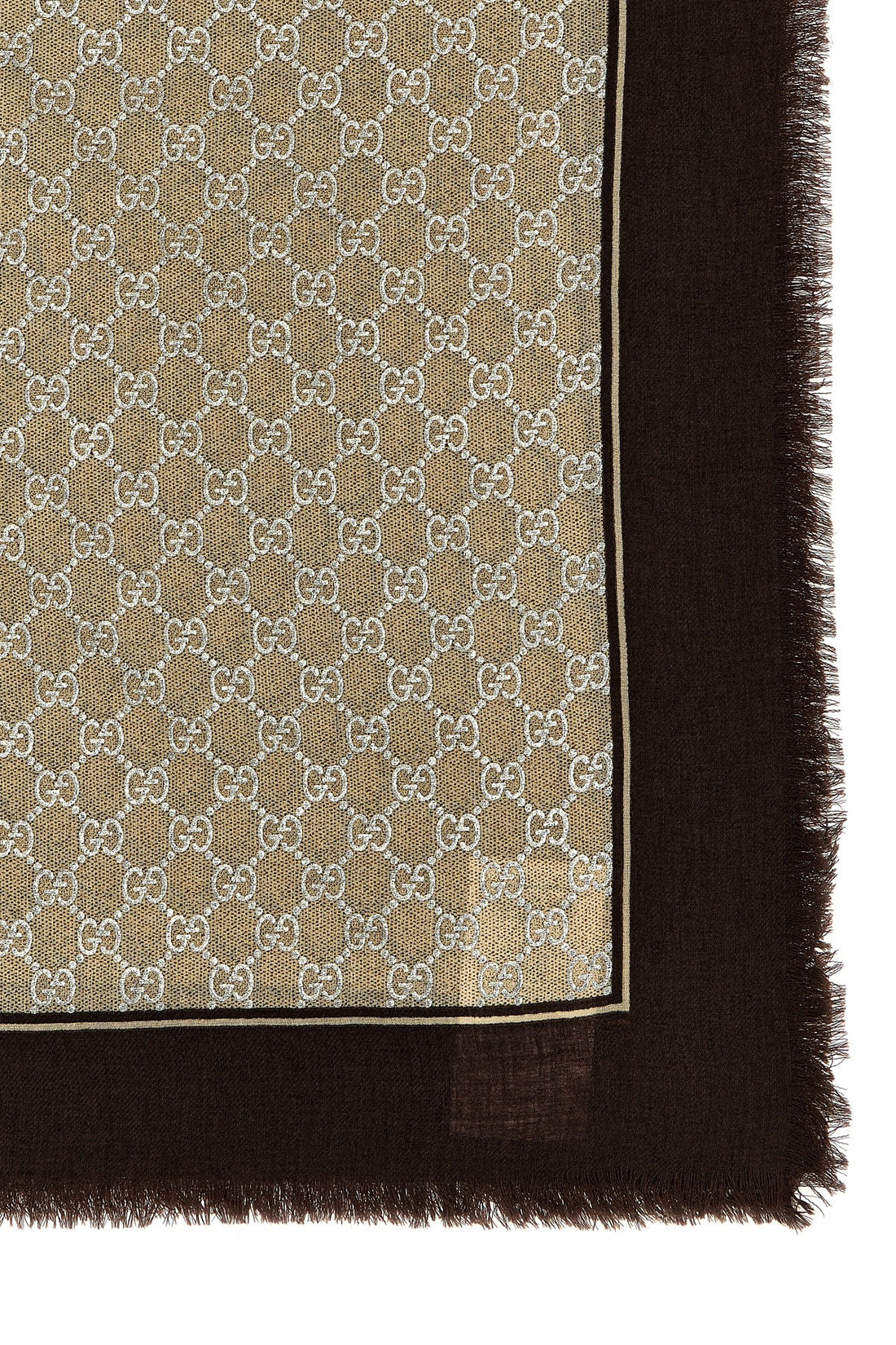 GUCCI OS gg lamé jacquard wool scarf