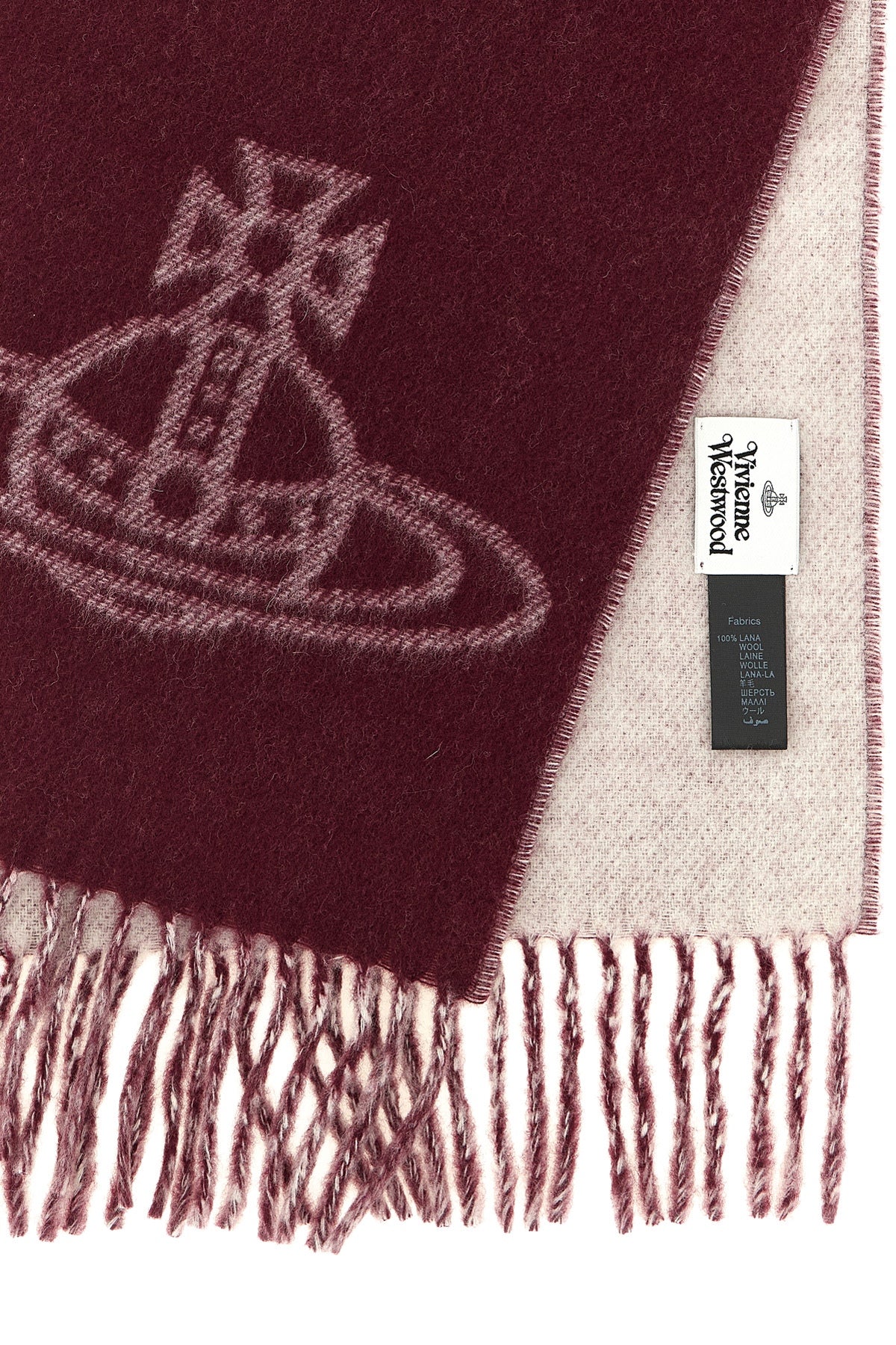 the vivienne westwood double face  scarf defines the winter aesthetic through
