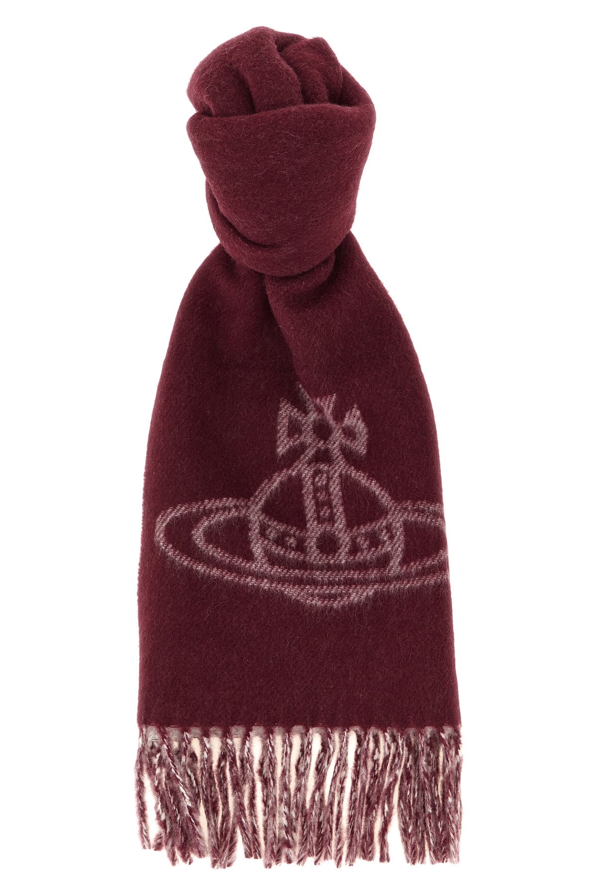 the vivienne westwood double face  scarf defines the winter aesthetic through